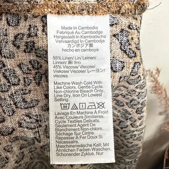 J. CREW 2025 Linen Belted Mini Shirt Dress Warm Brandy Animal Print Sz XL {3T15}